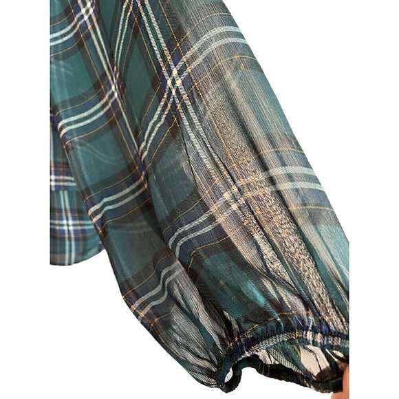 Torrid Women's 3, 3X, 22-24 Green Plaid Chiffon Ruffled Surplice Crop Top NWT * - Picture 2 of 10